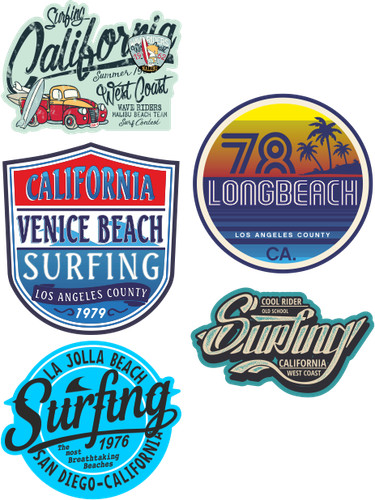 Surf aufkleber sticker - 5x,