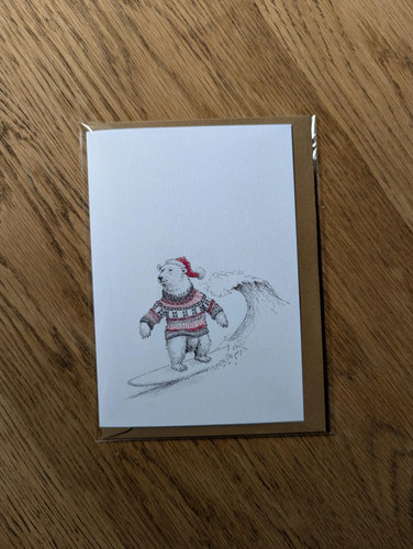 Weihnachtsgrußkarte surfender - weihnachtsgrußkarte,